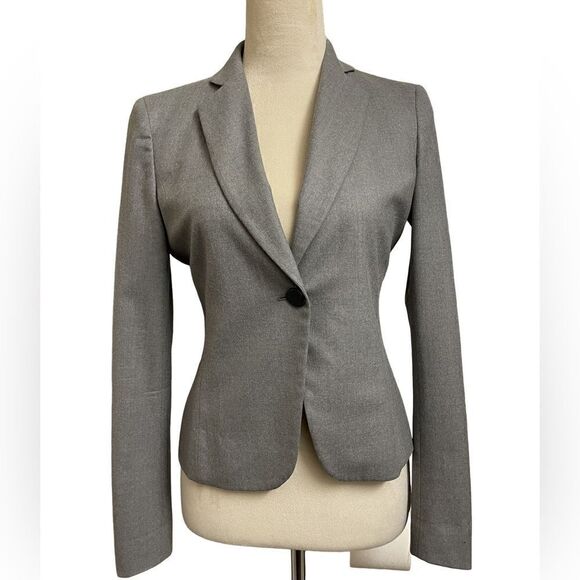 Moschino Gray One Button Blazer Made of 97% Virgin Wool & Buttons on Sleeves (8) - Picture 1 of 15